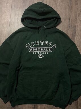 Vintage Jerzees Manteca Football Hoodie Forest Green